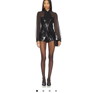 Bardot Daveen Long Sleeve Sequin Playsuit in Black. From REVOLVE Worn once! Sz 4
